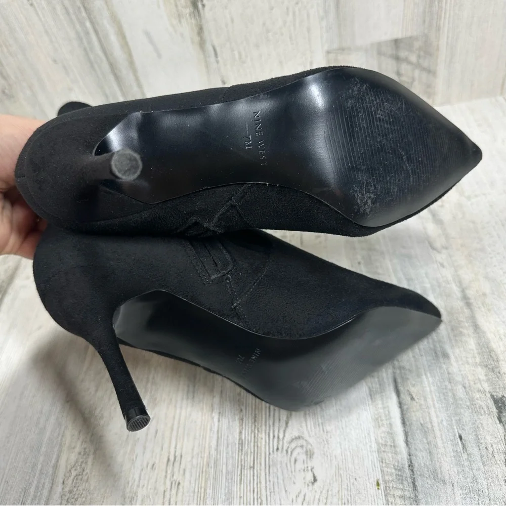 Nine West Cadence Sexy Suede Like Textile Booties Black #9‎